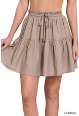 Zenana Premium Mocha Tiered Mini Skirt