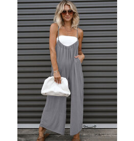 The Ritzy Gypsy Gray Strappy Jumpsuit