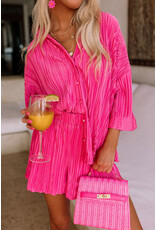 The Ritzy Gypsy Hot Pink Pleated Set