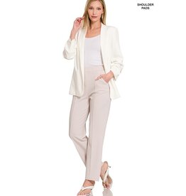 Zenana Premium Ivory Ruched Blazer