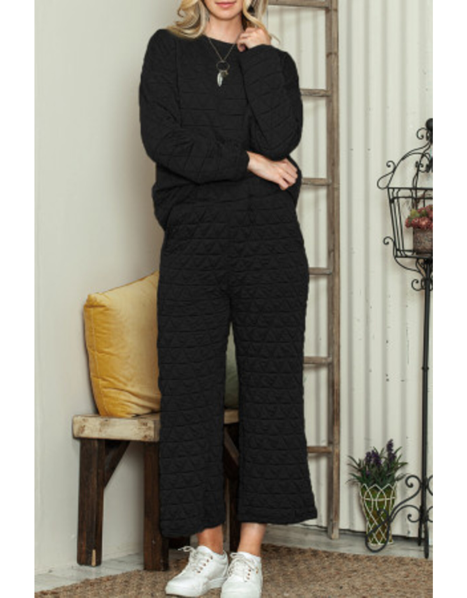 The Ritzy Gypsy Black Long Quilted Set