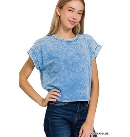 Zenana Premium Acid Wash Terry Top