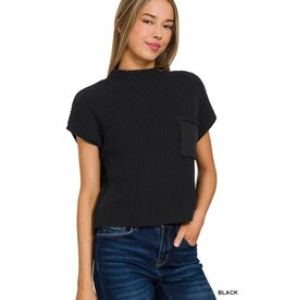 Zenana Premium Black Oversized Waffle Knit Sweater