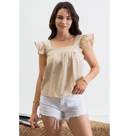 Khaki Flutter Top