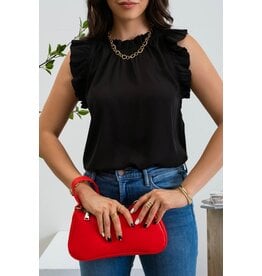 Black Sleeveless Ruffle Top