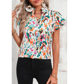 The Ritzy Gypsy Abstract Split Neck Blouse