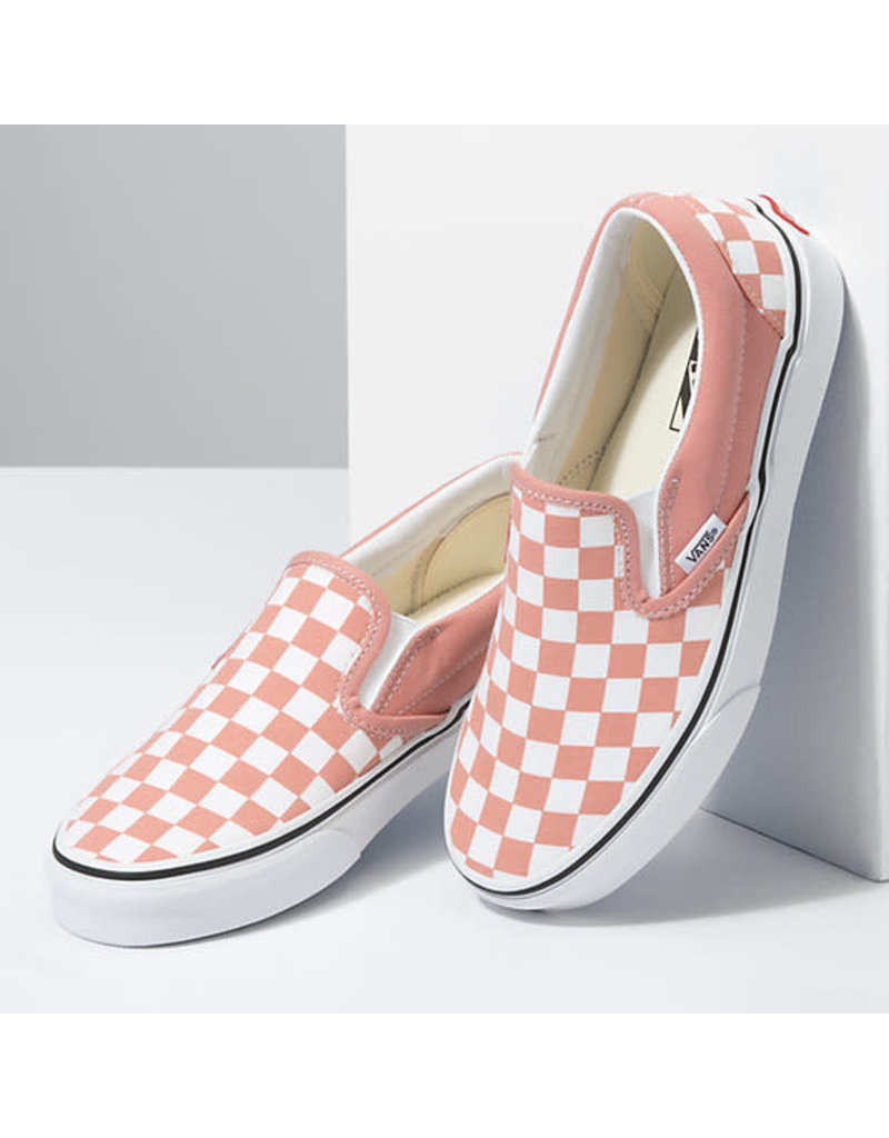 vans slip on checkerboard with rose