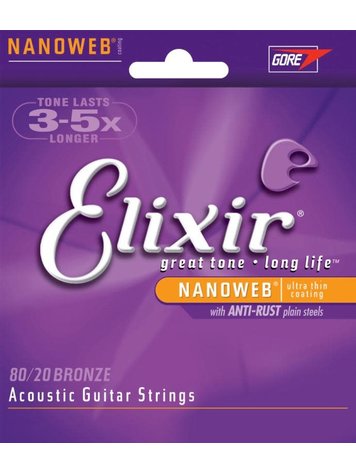 ELIXIR Medium Acoustic 80/20 Bronze With Nanoweb Coating (.013 - .056)
