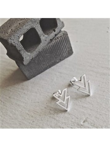 PIKA & BEAR PIKA & BEAR Ike Stainless Steel Double V Chevron Earrings in Silver