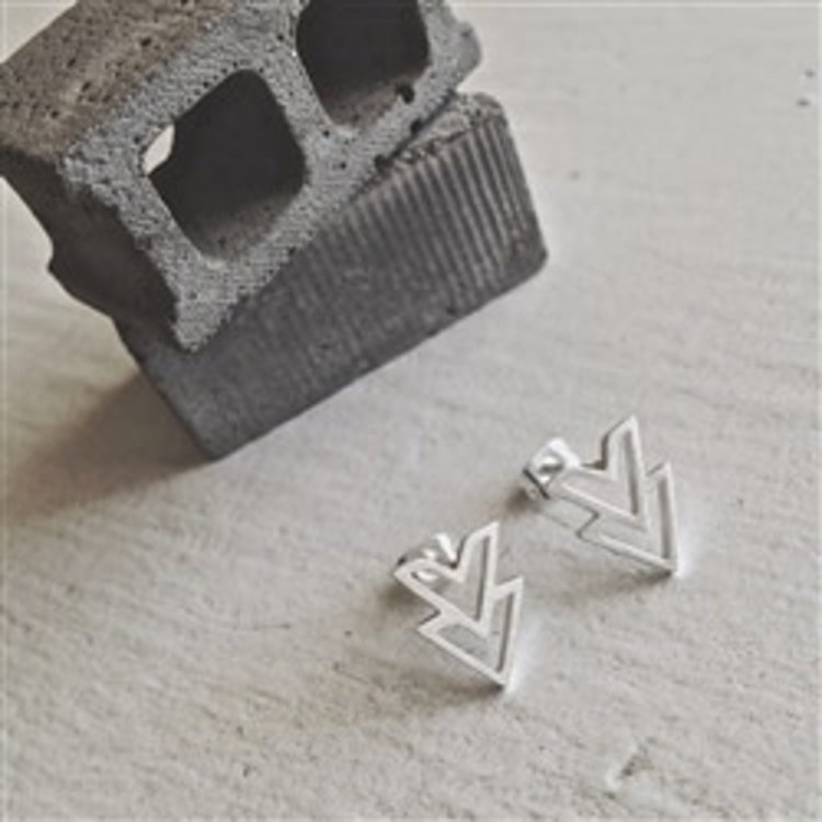 PIKA & BEAR PIKA & BEAR Ike Stainless Steel Double V Chevron Earrings in Silver