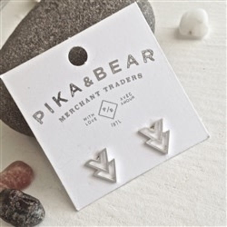 PIKA & BEAR PIKA & BEAR Ike Stainless Steel Double V Chevron Earrings in Silver