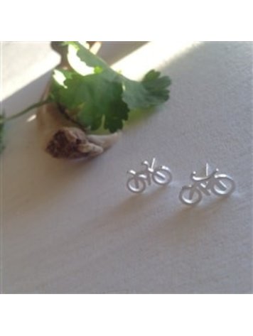 PIKA & BEAR PIKA & BEAR "Fixie" Bicycle Stainless Steel Stud Earrings in Silver