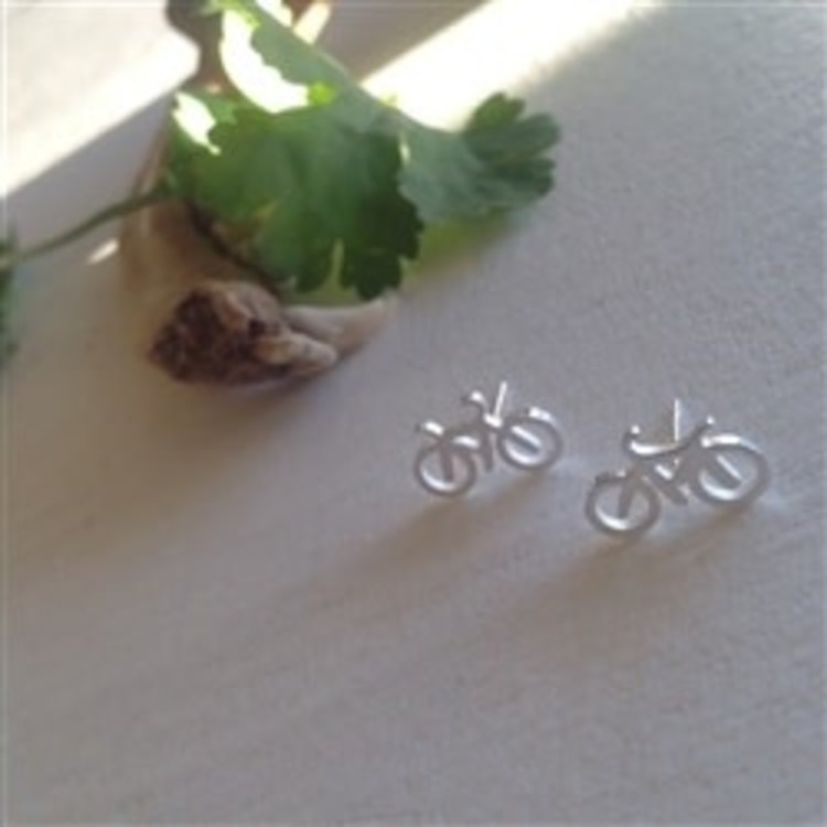 PIKA & BEAR PIKA & BEAR "Fixie" Bicycle Stainless Steel Stud Earrings in Silver