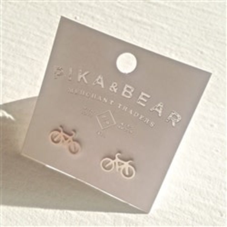 PIKA & BEAR PIKA & BEAR "Fixie" Bicycle Stainless Steel Stud Earrings in Silver