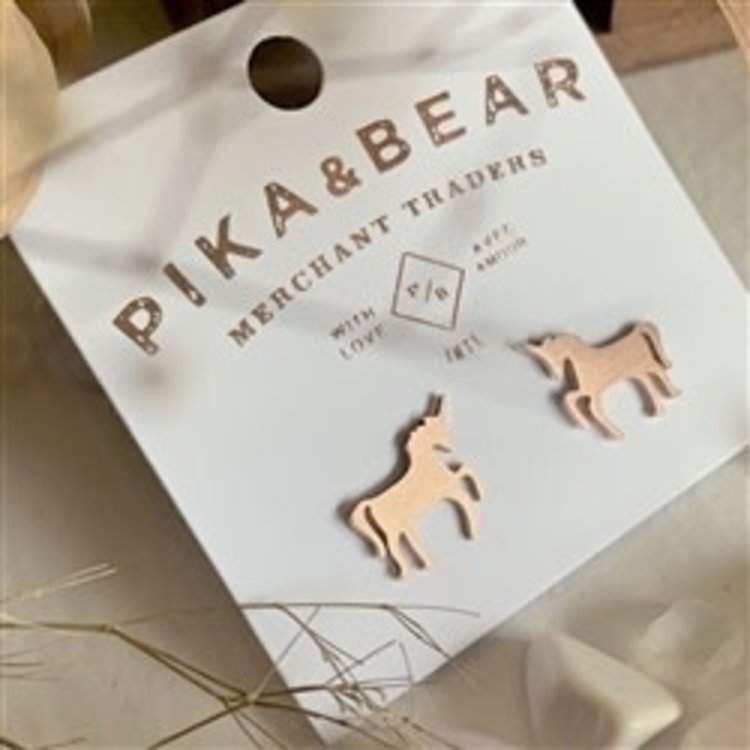PIKA & BEAR PIKA & BEAR "Tesias" Unicorn Silhouette Stud Earrings in Rose Gold