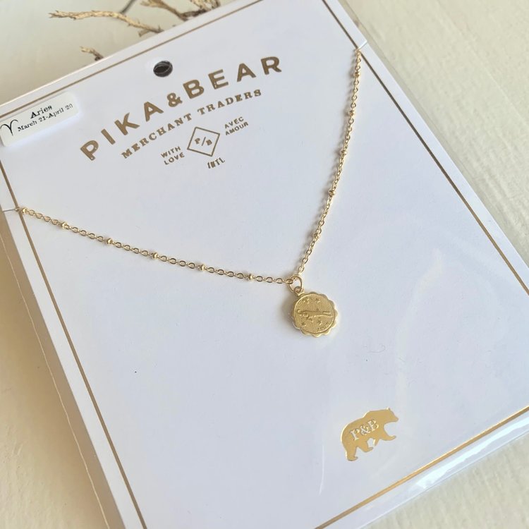 PIKA & BEAR PIKA & BEAR "Aries" Zodiac Charm Necklace, March 21st- April 20th