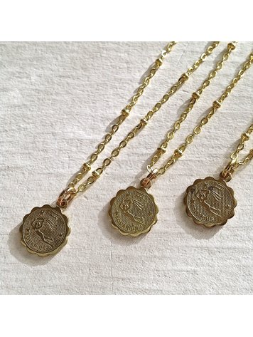 PIKA & BEAR PIKA & BEAR "Aquarius" Zodiac Charm Necklace, January 20 - February 19