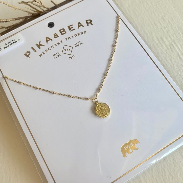 PIKA & BEAR PIKA & BEAR "Cancer" Zodiac Charm Necklace, June -22 July 22