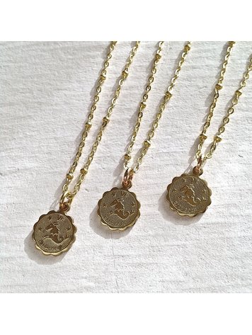 PIKA & BEAR PIKA & BEAR "Capricorn" Zodiac Charm Necklace, December -22 January 19