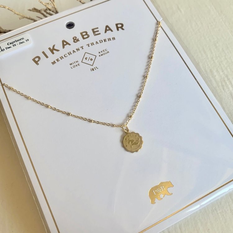 PIKA & BEAR PIKA & BEAR "Capricorn" Zodiac Charm Necklace, December -22 January 19