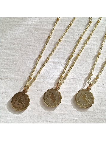 PIKA & BEAR PIKA & BEAR "Leo" Zodiac Charm Necklace, July -23 August 22