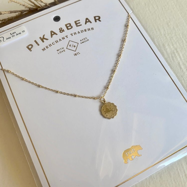 PIKA & BEAR PIKA & BEAR "Leo" Zodiac Charm Necklace, July -23 August 22