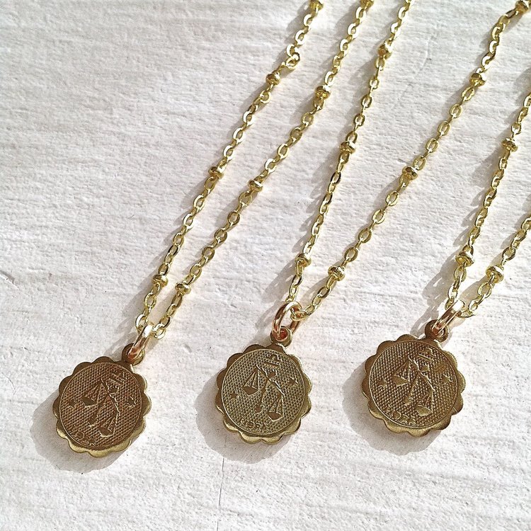 PIKA & BEAR PIKA & BEAR "Libra" Zodiac Charm Necklace, September 24-October 23