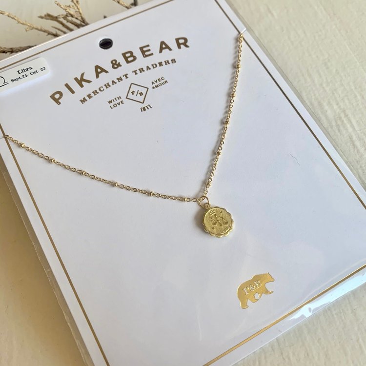 PIKA & BEAR PIKA & BEAR "Libra" Zodiac Charm Necklace, September 24-October 23
