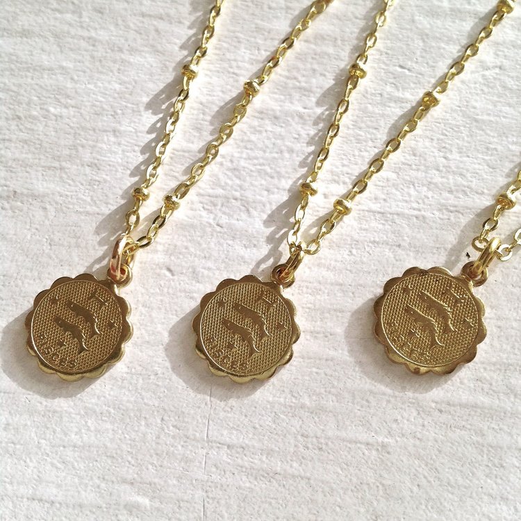 PIKA & BEAR PIKA & BEAR "Pisces" Zodiac Charm Necklace, February 20th- March 20