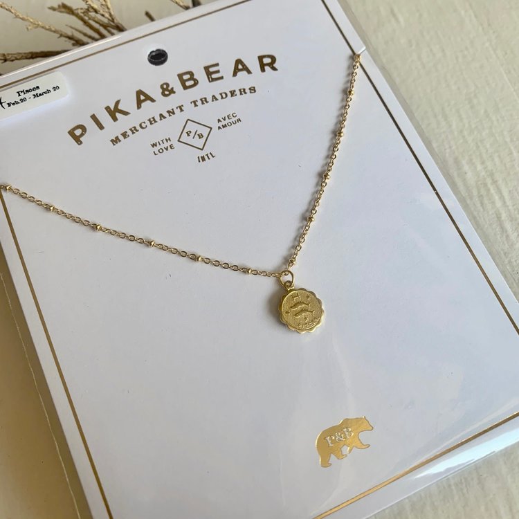 PIKA & BEAR PIKA & BEAR "Pisces" Zodiac Charm Necklace, February 20th- March 20