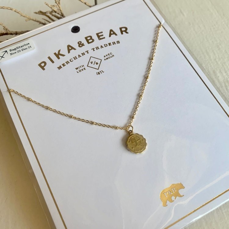 PIKA & BEAR PIKA & BEAR "Sagittarius" Zodiac Charm Necklace, November -23 December 21