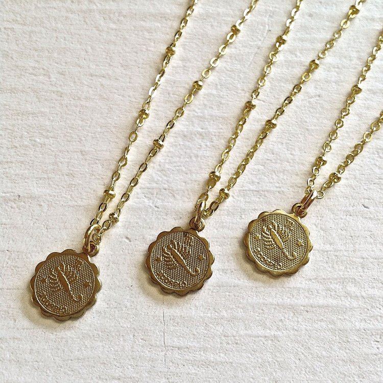 PIKA & BEAR PIKA & BEAR "Scorpio" Zodiac Charm Necklace, October 24 -November 22