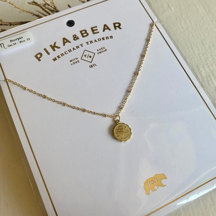 PIKA & BEAR PIKA & BEAR "Scorpio" Zodiac Charm Necklace, October 24 -November 22