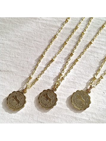 PIKA & BEAR PIKA & BEAR "Taurus" Zodiac Charm Necklace, April 21 - May 21