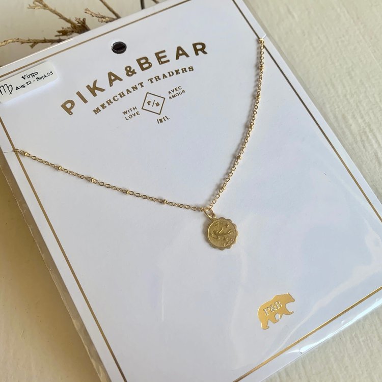 PIKA & BEAR PIKA & BEAR "Virgo" Zodiac Charm Necklace, August -23 September 23