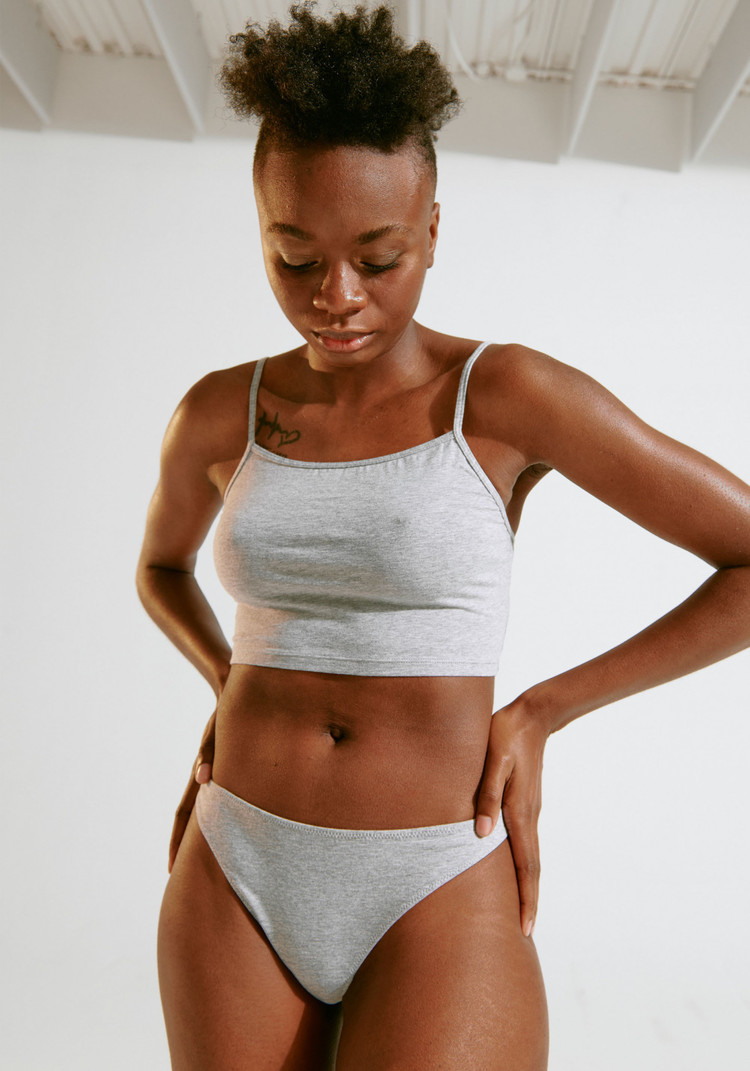 BLUSH BLUSH The Cotton Low Rise Thong Heather Grey