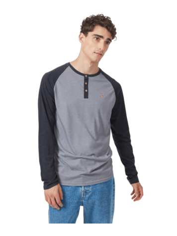 TENTREE TENTREE Mens Treeblend Classic Henley Longsleeve Grey Heather/Meteorite Black Heather