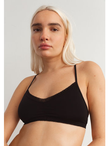 BLUSH BLUSH The Micro Lace Trim Bralette Black