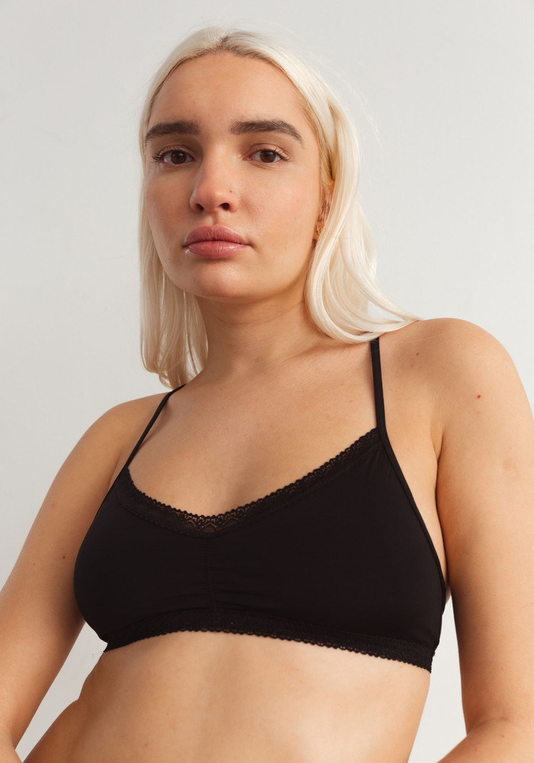 BLUSH BLUSH The Micro Lace Trim Bralette Black