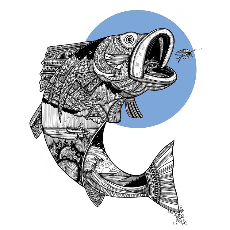 KATE ZESSEL Fly Fishing 8"x10" Art Print