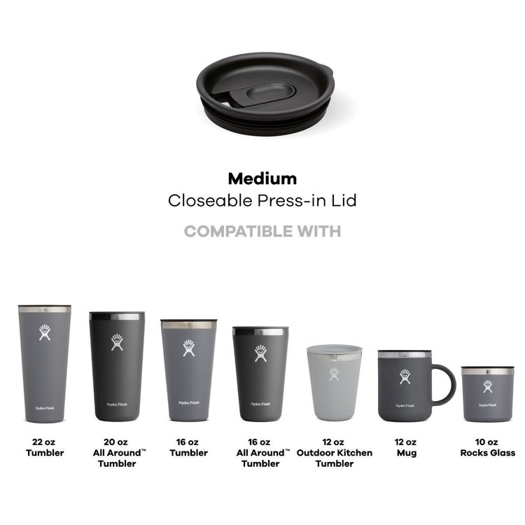 HYDRO FLASK HYDRO FLASK Medium Closeable Press-in Lid Black