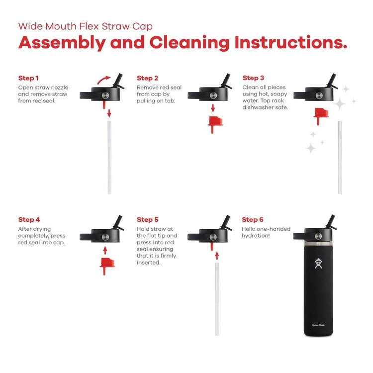 HYDRO FLASK HYDRO FLASK Wide Mouth Flex Straw Cap Black