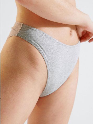 BLUSH BLUSH The Cotton High Leg Bikini Heather Grey