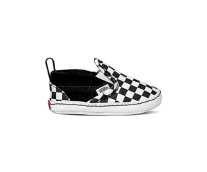 VANS Infant Slip On V Crib Checker Shoe in Black True White Edge of the World Fernie BC