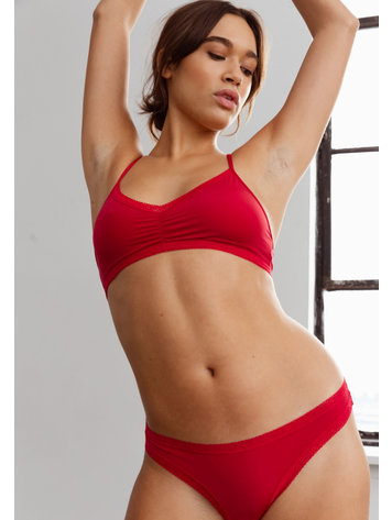 BLUSH BLUSH The Micro Lace Trim Bralette Red