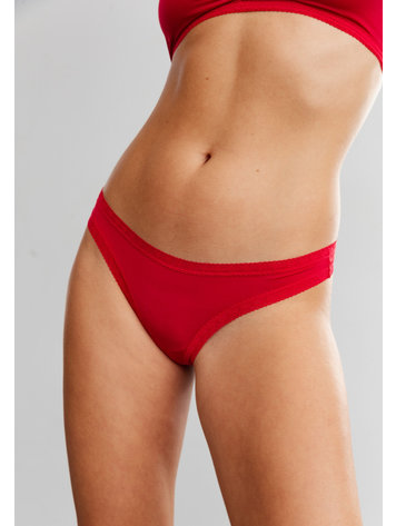 BLUSH BLUSH The Micro Lace Trim Thong Red