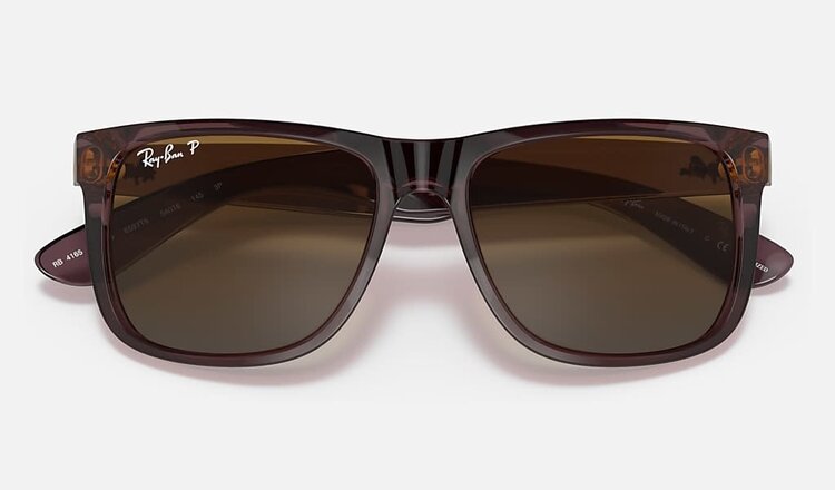 RAY-BAN RAY-BAN Justin Classic Polished Transparent Dark Brown WithPolarized Brown Gradient