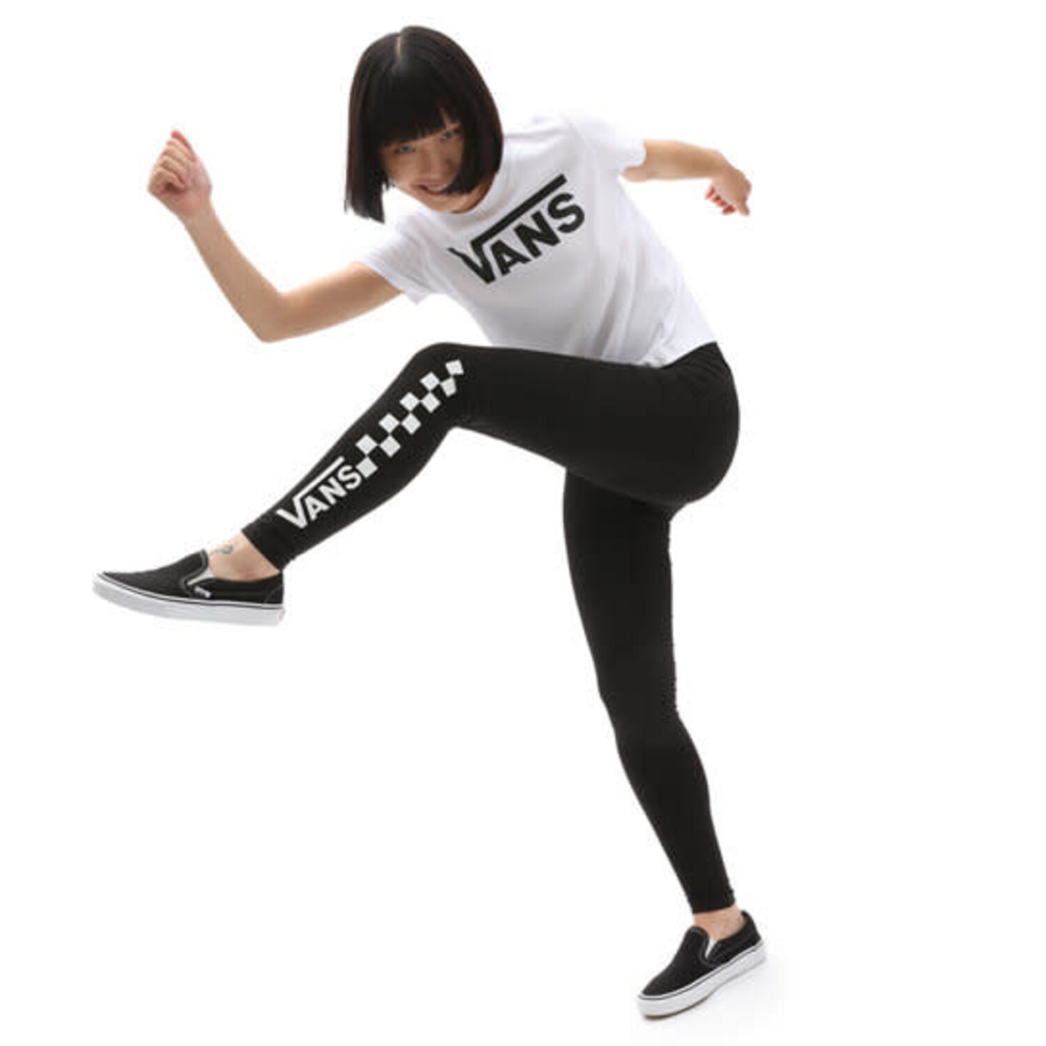Shes Badas Black White Checkered Leggings Women's Vans Classic Skater Style  / Racing Pattern Stretchy Pants / Cute Soft Fashion Tights -  Norway