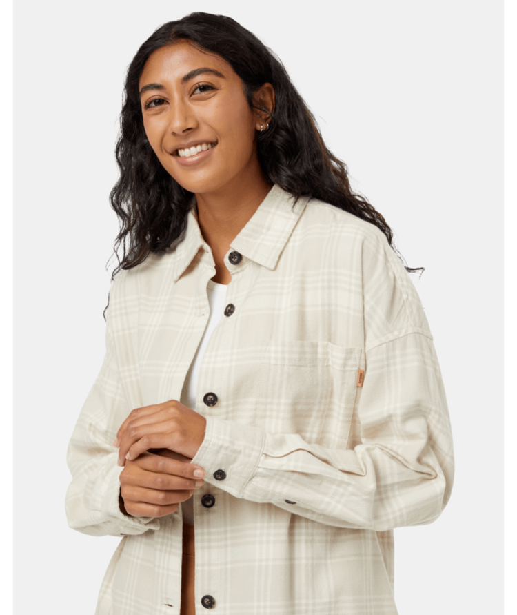TENTREE TENTREE Womens Fernwood Flannel Shirt Pale Oak/Vintage White