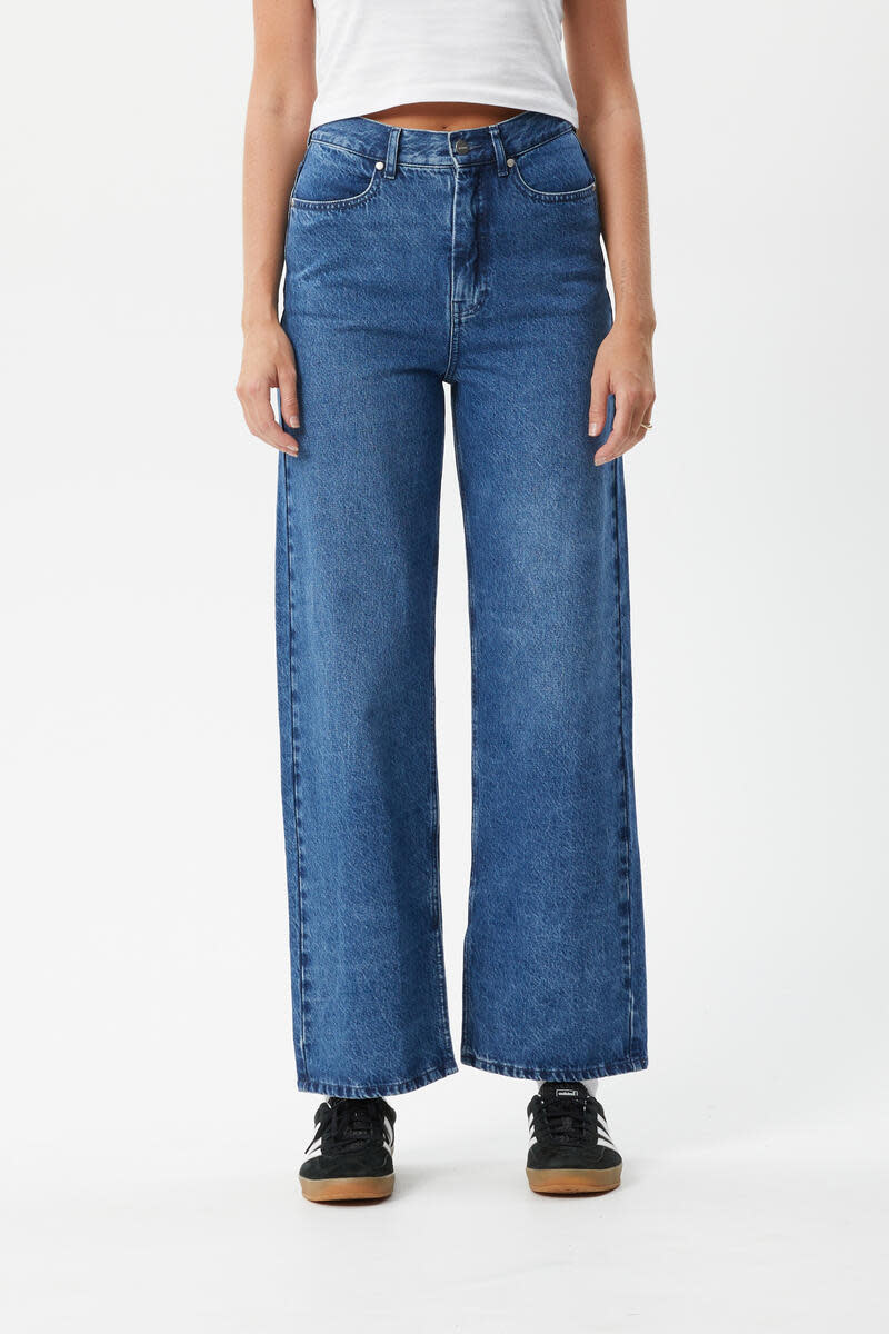 AFENDS Bella Hemp Denim Baggy Jeans Authentic Blue - Edge of the